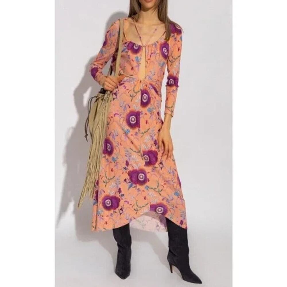 Isabel Marant Jadessi Floral-Print Strappy Cutout Midi Dress Sz 42 US 10 #1H504